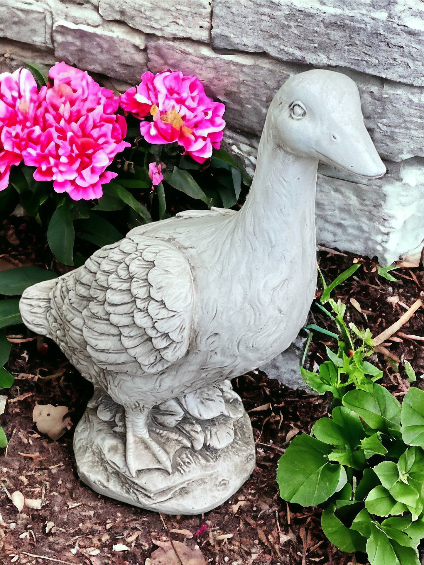 Stone Effect White Duck Statue - UK Only