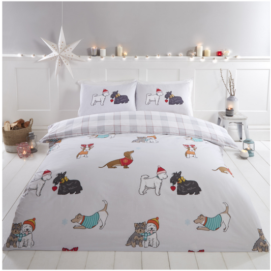 Winter Tails (Dog) Christmas Duvet Cover Set - Single, Double & King Available