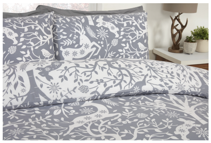 Tatton (Winter / Christmas) Grey Duvet Cover Set - Single, Double & King Available