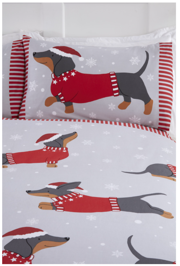 'Dachshund' Through The Snow (Dog) Christmas Duvet Cover Set - Single, Double & King Available