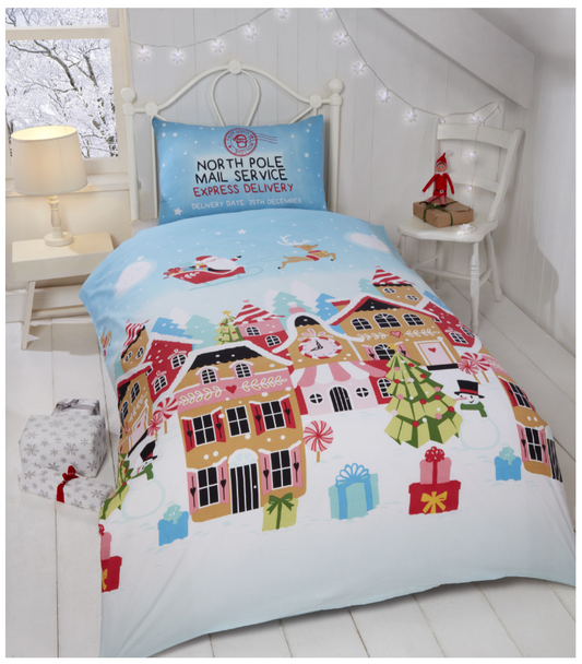 Gingerbread Town Children's Christmas Duvet Cover Set - Toddler & Single Available