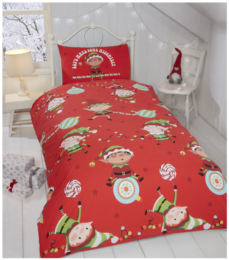 Naughty Elves Children's Christmas Duvet Cover Set - Toddler & Single Available