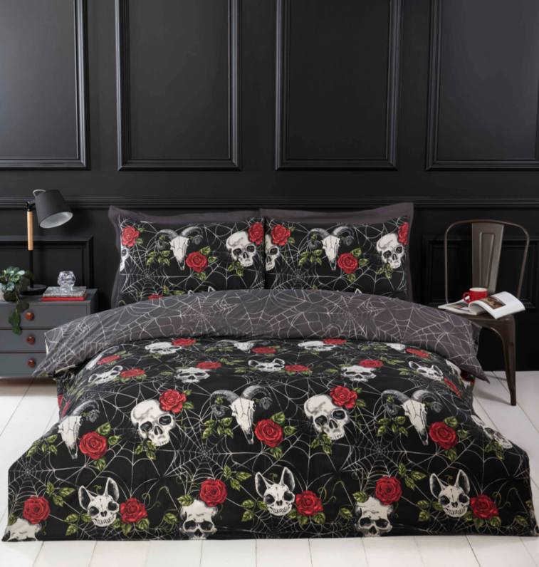 Skulls & Roses Duvet Cover Set - Single, Double & King Available