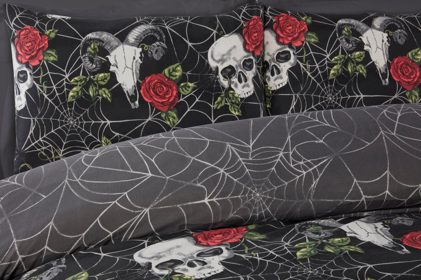 Skulls & Roses Duvet Cover Set - Single, Double & King Available