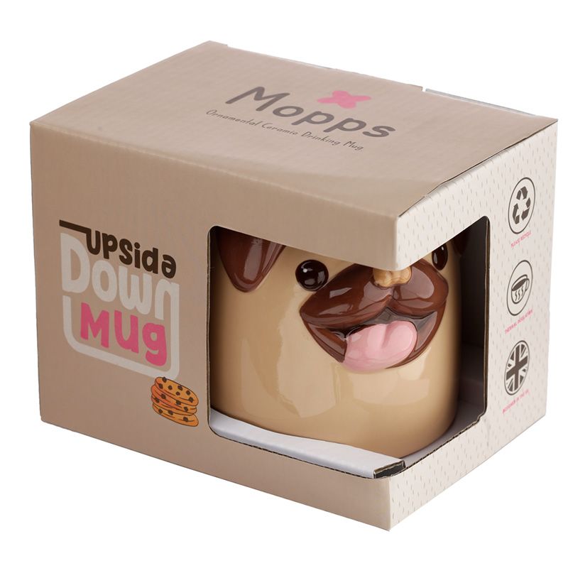 Dog (Mopps Pug) Upside Down Ceramic Mug