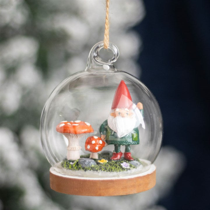 Gnome Glass Dome Hanging (Christmas Tree) Decoration