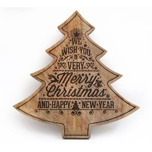 35cm Wooden Christmas Tree Wall Plaque