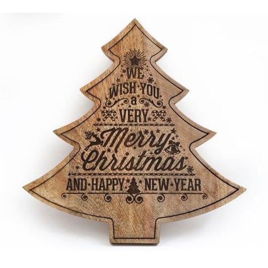 35cm Wooden Christmas Tree Wall Plaque
