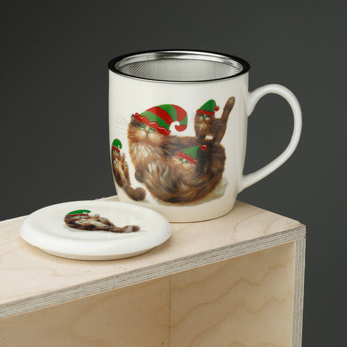 Christmas Elf Cats - Porcelain Mug & Infuser Set (A Kim Haskins Design)