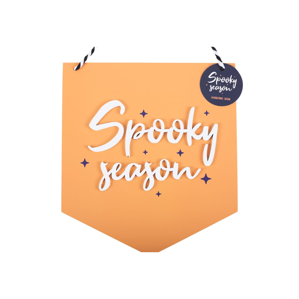 Orange Spooky Season Halloween Wooden Hanging Sign