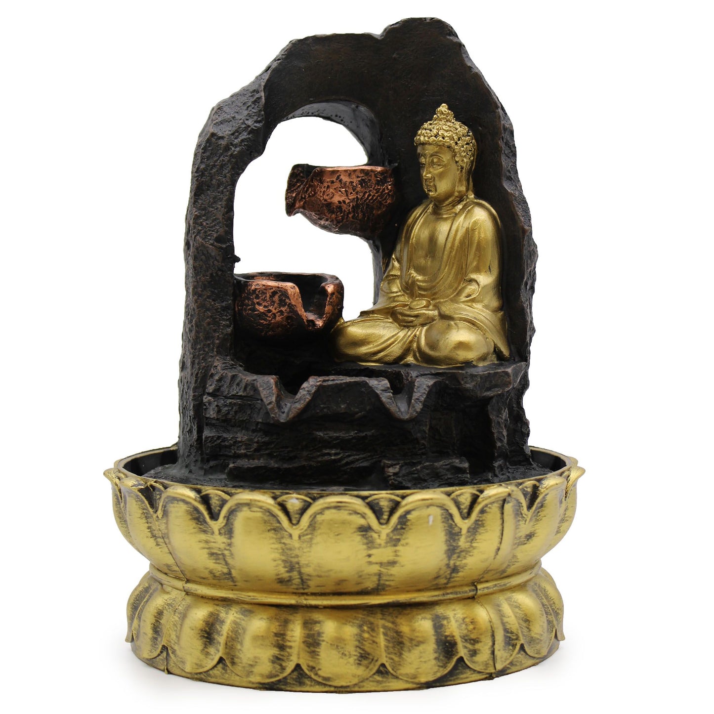 Tabletop Water Feature - Golden Meditating Buddha (30cm)