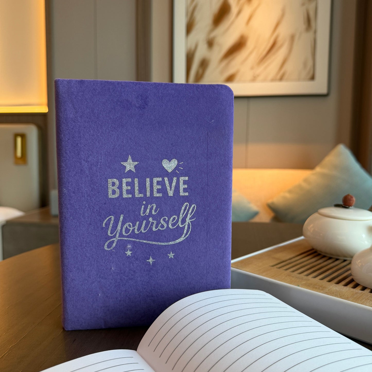 Lavender Velvet Notebook - 'Believe in Yourself' - 80 pages