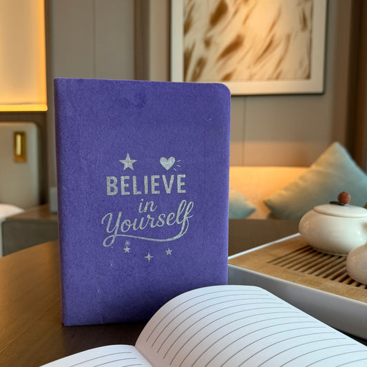 Lavender Velvet Notebook - 'Believe in Yourself' - 80 pages