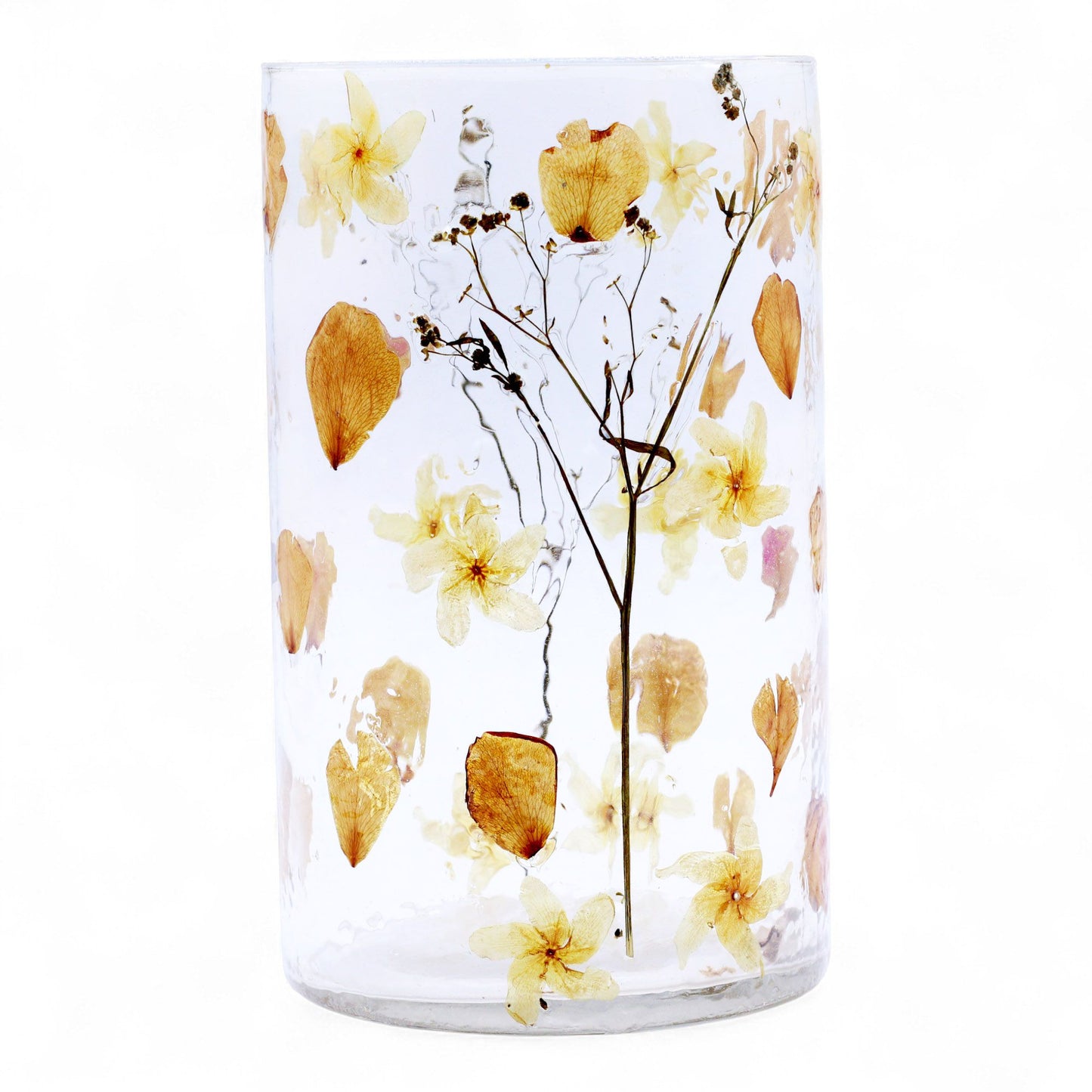 Natural Floral Glass - Tall Vase and/or Candle Holder: Rose