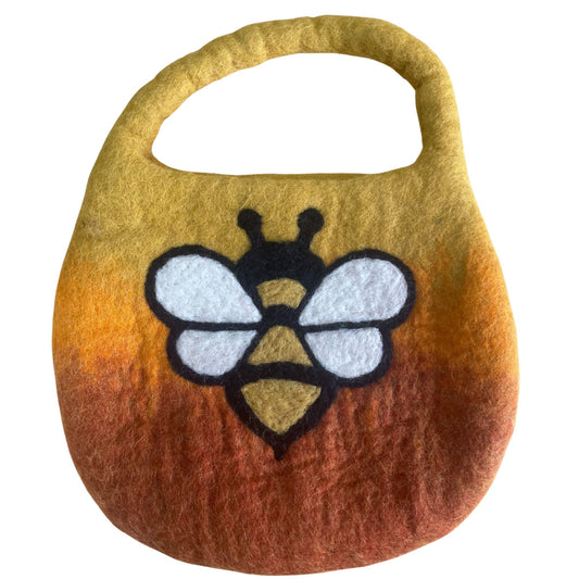 Water Felted Orange Bee Bag