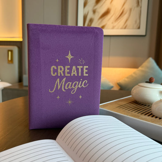 Purple Velvet Notebook - 'Create Magic' - 80 pages