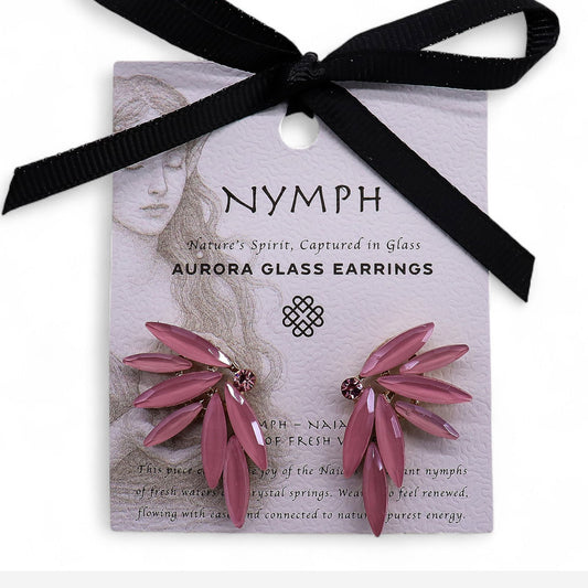 Nymph Aurora: Vintage Glass Faries Earrings - Soft Pink