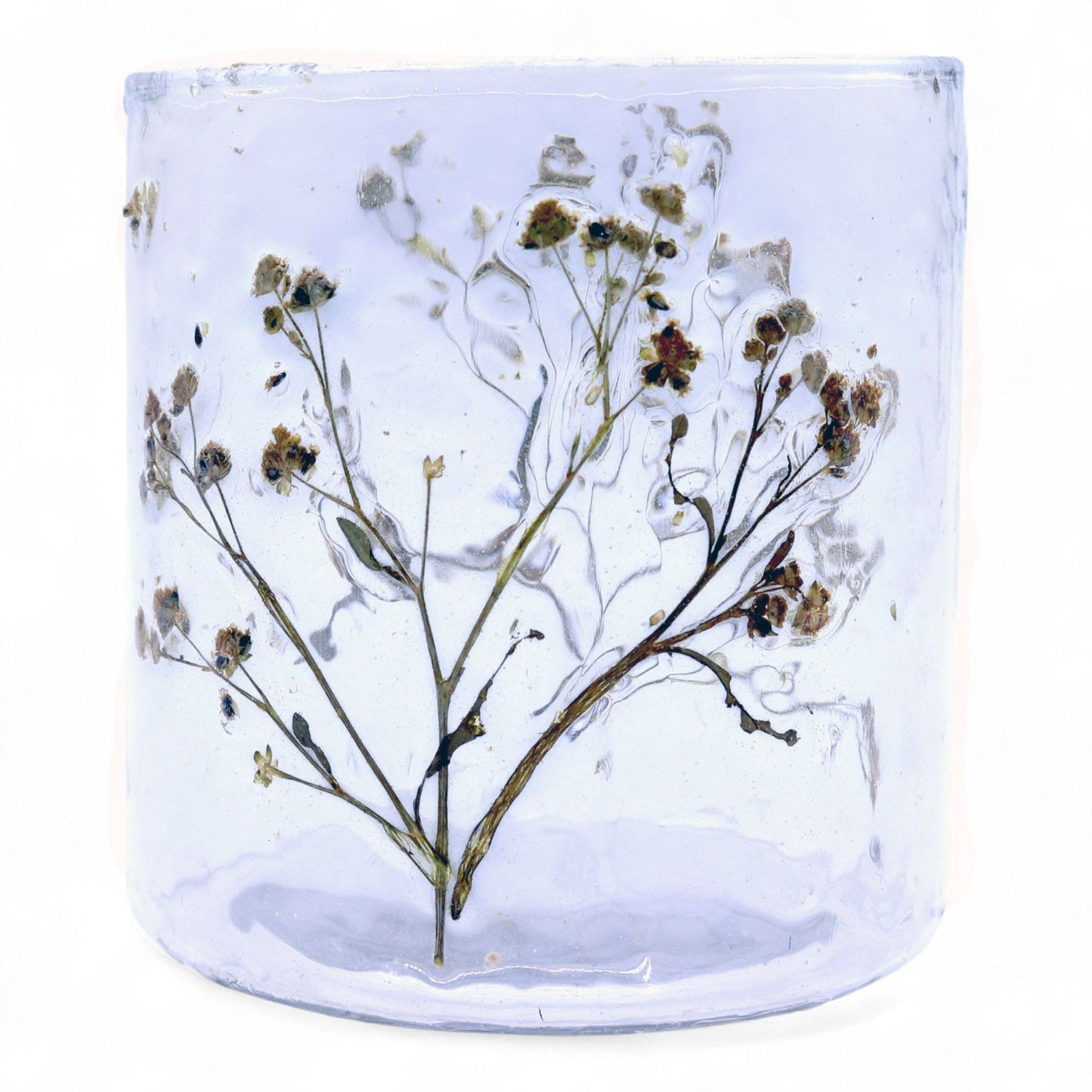 Natural Floral Glass - Straight Candle Holder: Margarita