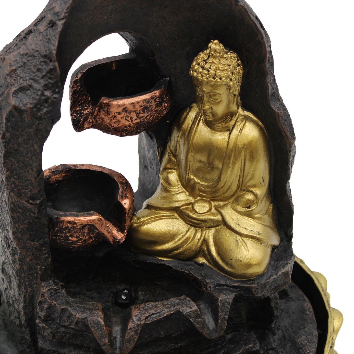Tabletop Water Feature - Golden Meditating Buddha (30cm)