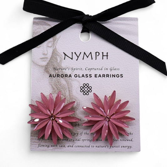 Nymph Aurora: Vintage Glass Flowers Earrings - Soft Pink