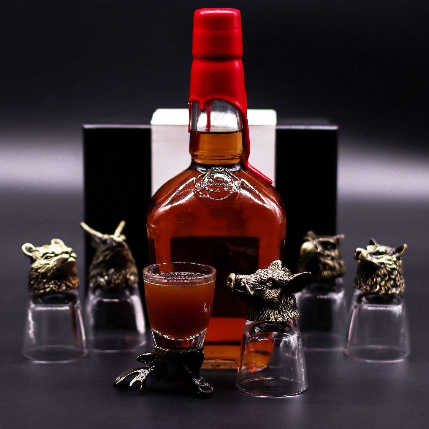 Wild Forest Creatures Set of 6 Shot Glasses (50ml) - Antique Bronze