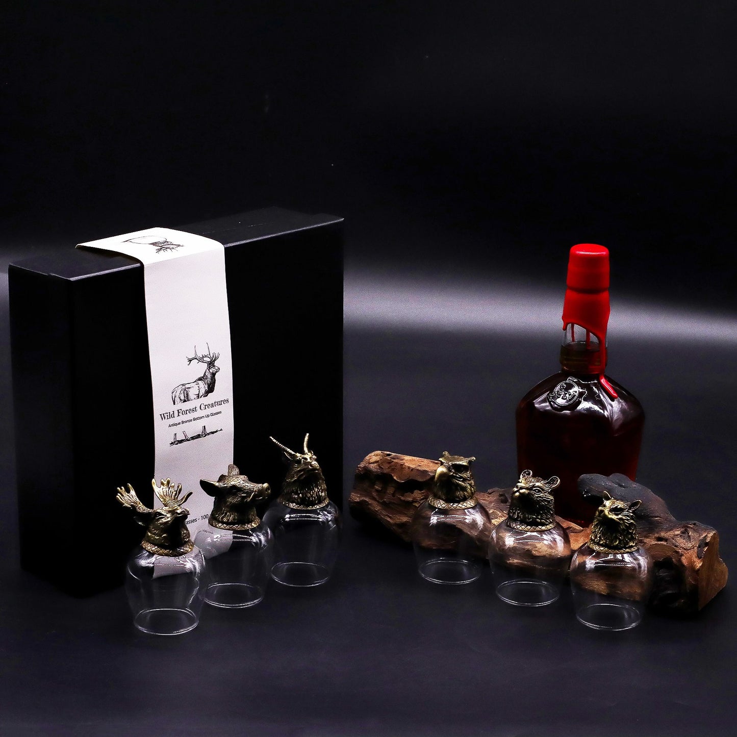 Wild Forest Creatures Set of 6 Shot Glasses (100ml) - Antique Bronze