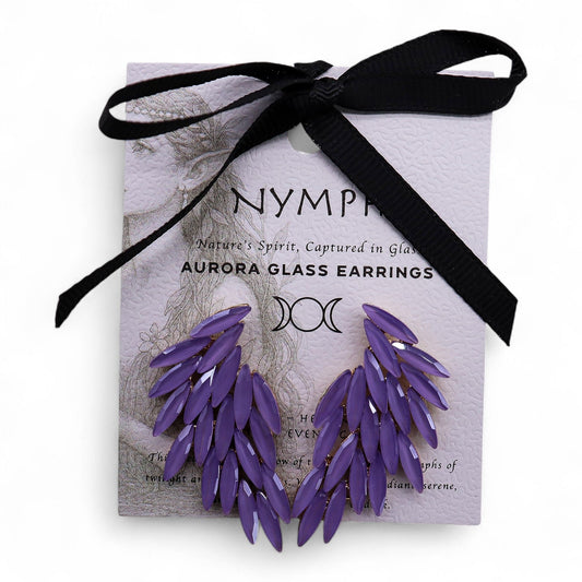 Nymph Aurora: Vintage Glass Angel Wings Earrings - Lavender
