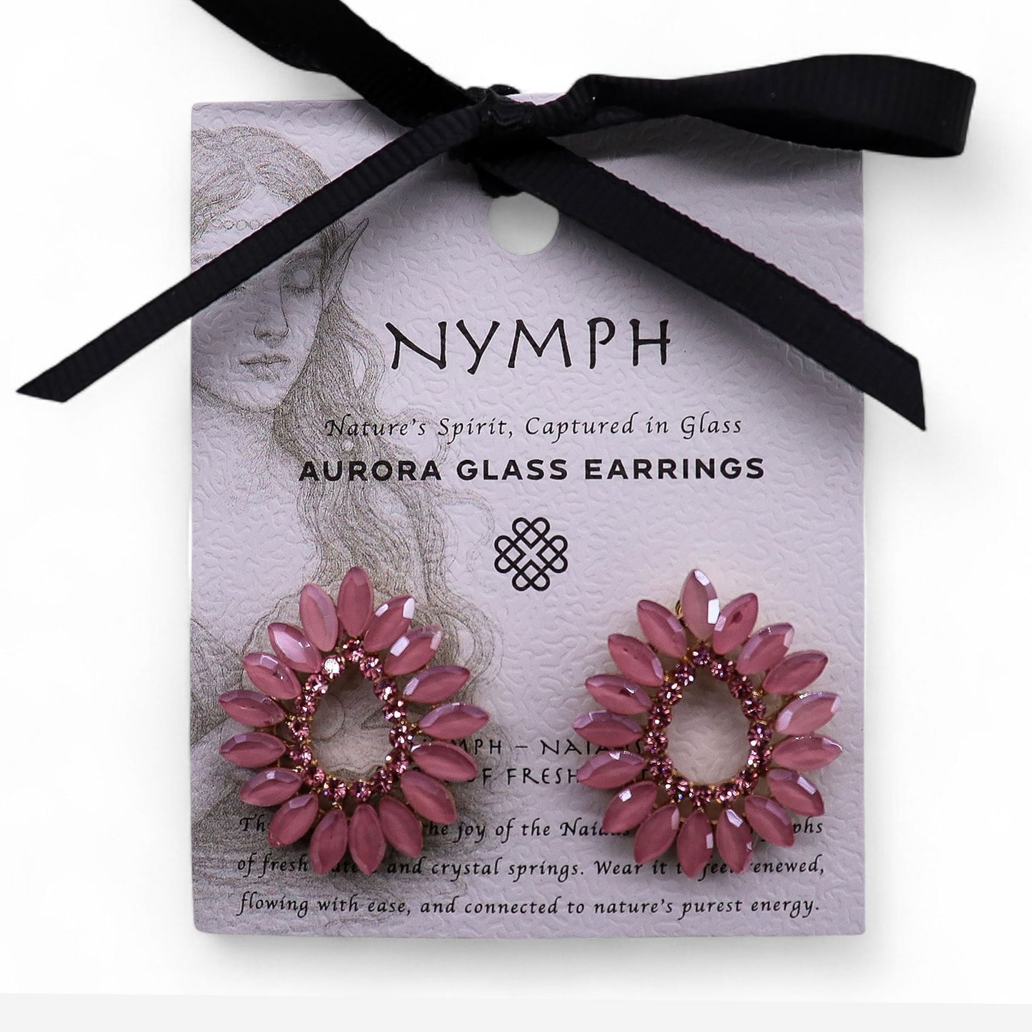 Nymph Aurora: Vintage Glass Loop Earrings - Soft Pink