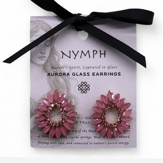 Nymph Aurora: Vintage Glass Loop Earrings - Soft Pink