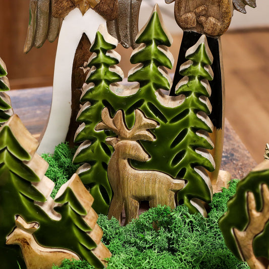 Nordic Christmas / Woodland - Stag in the Forrest 3D Wooden Decoration