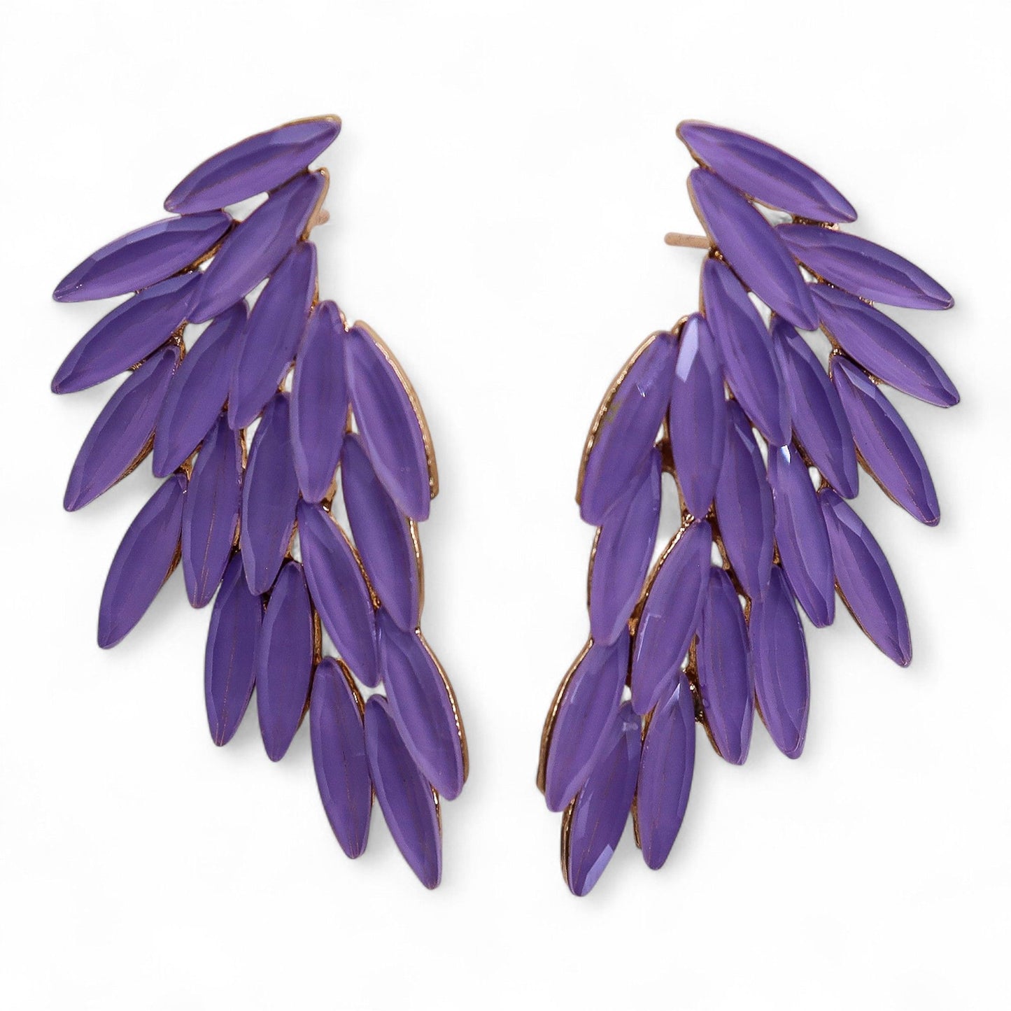 Nymph Aurora: Vintage Glass Angel Wings Earrings - Lavender