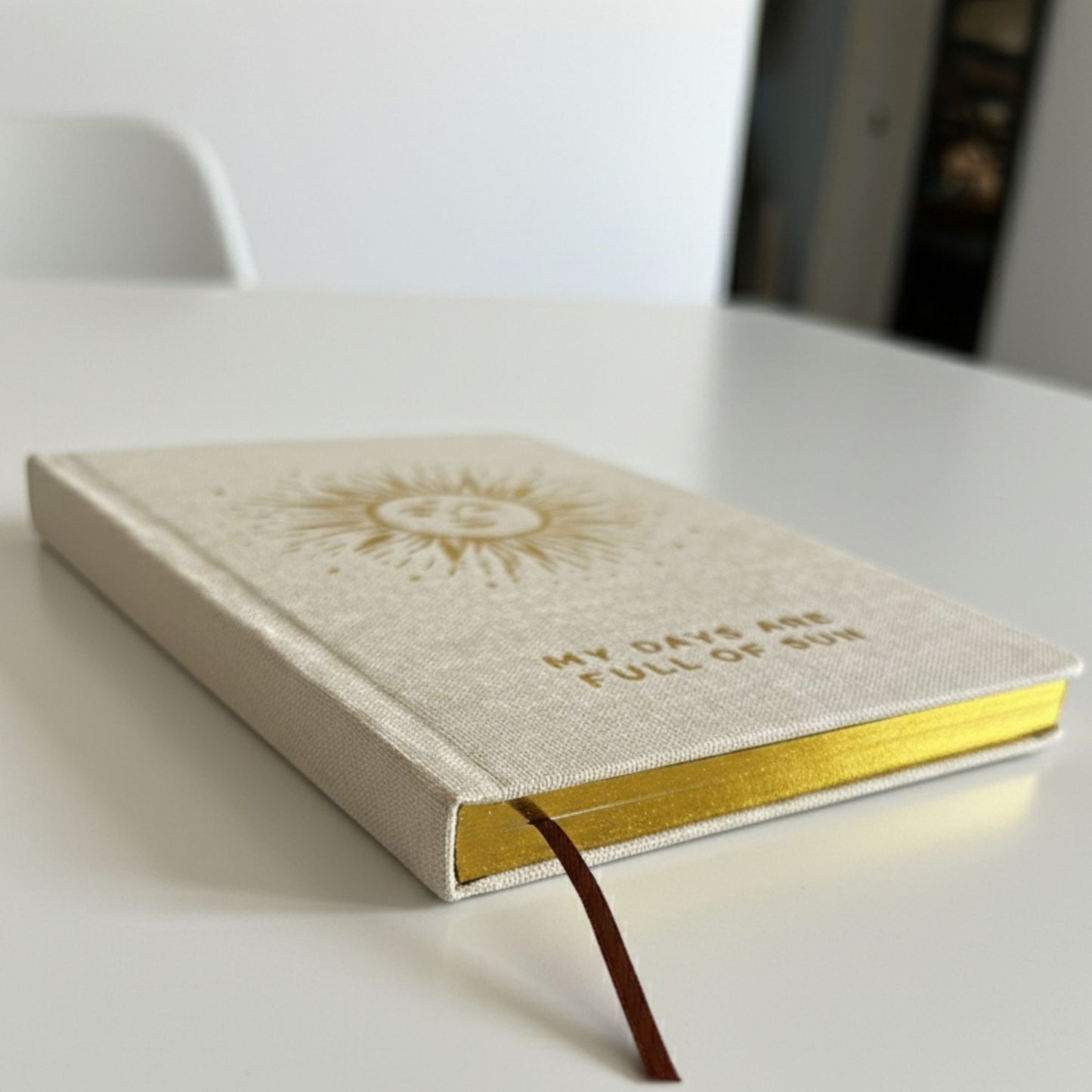 Ivory Gratitude Journal with Gold Lining - 'My Days are Full of Sun' - 120 pages