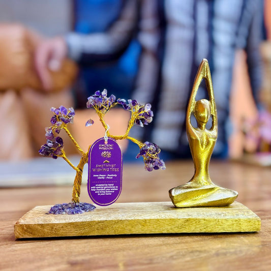 Amethyst Gemstone Yoga Garden - Sukhasana Pose - includes 100 chipstones