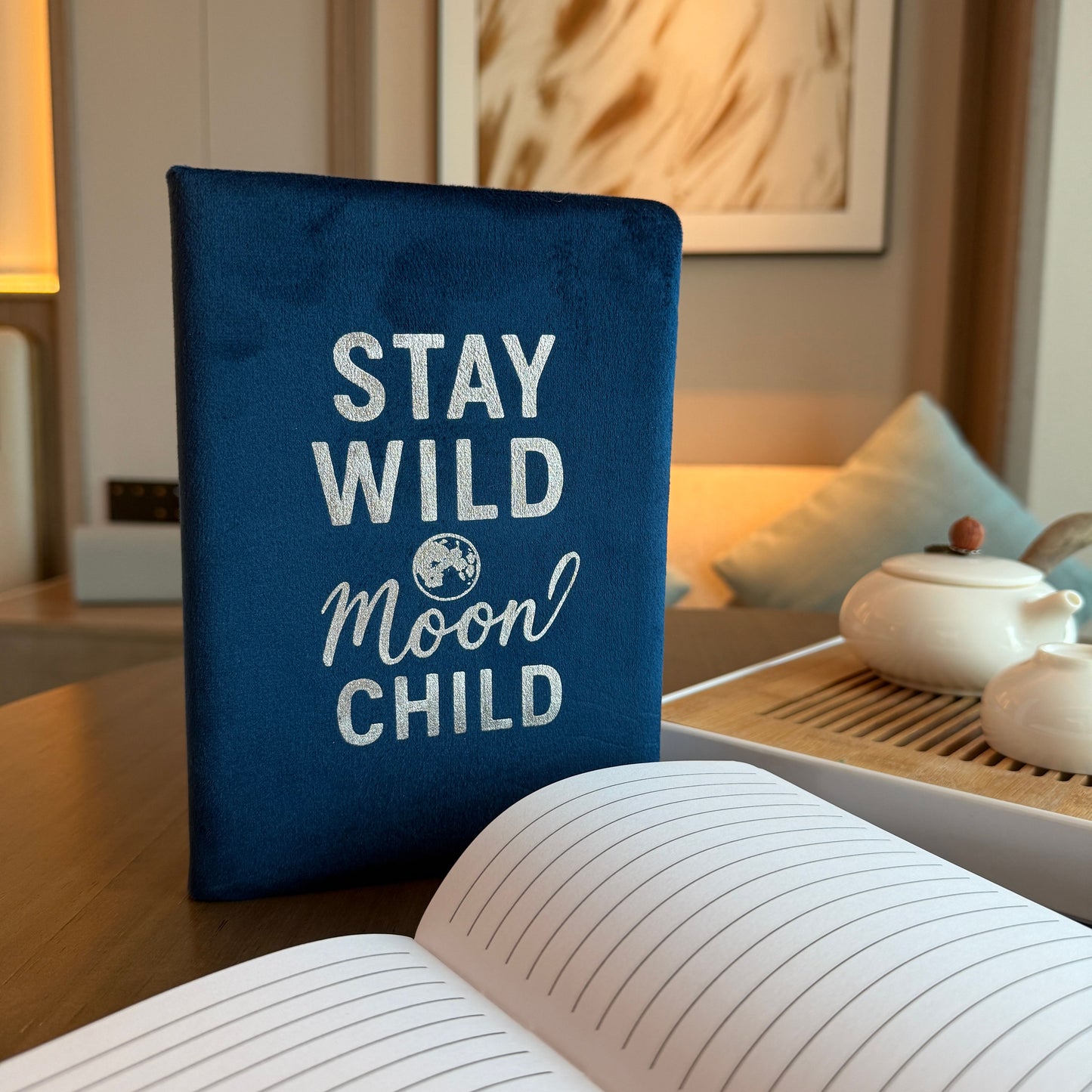 Dark Blue Velvet Notebook - 'Stay Wild Moon Child' - 80 pages
