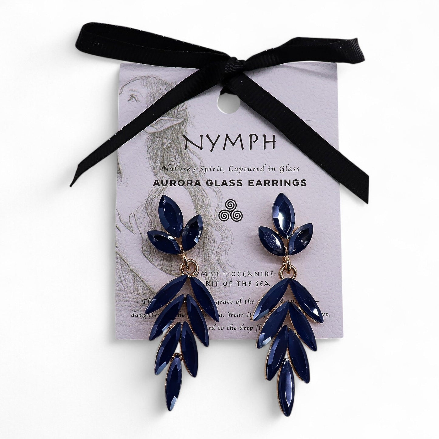 Nymph Aurora: Vintage Glass Long Drop Earrings - Royal Blue