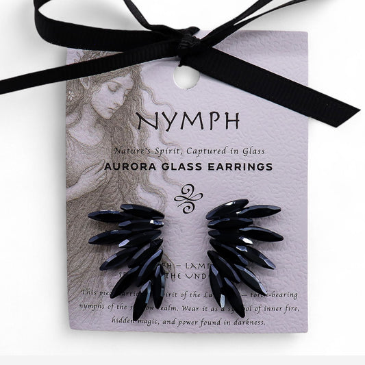 Nymph Aurora: Vintage Glass Faries Earrings - Jet Black