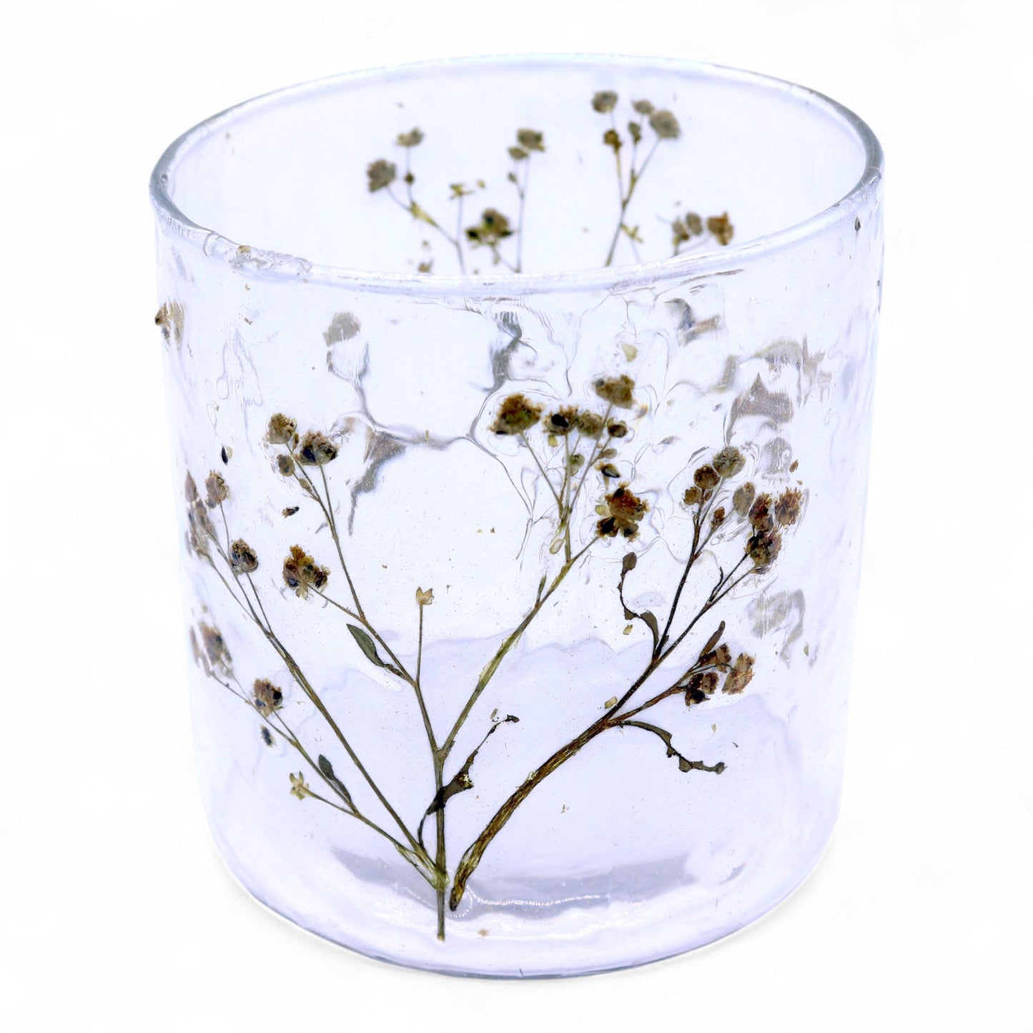 Natural Floral Glass - Straight Candle Holder: Margarita