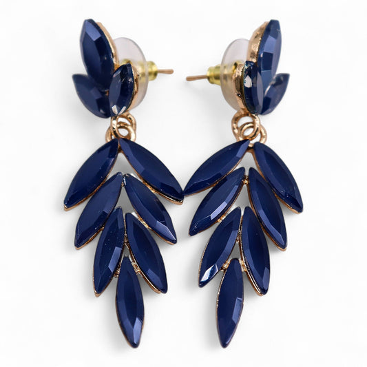 Nymph Aurora: Vintage Glass Long Drop Earrings - Royal Blue