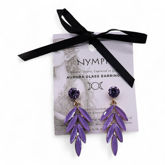 Nymph Aurora: Vintage Glass Faries Earrings - Lavender