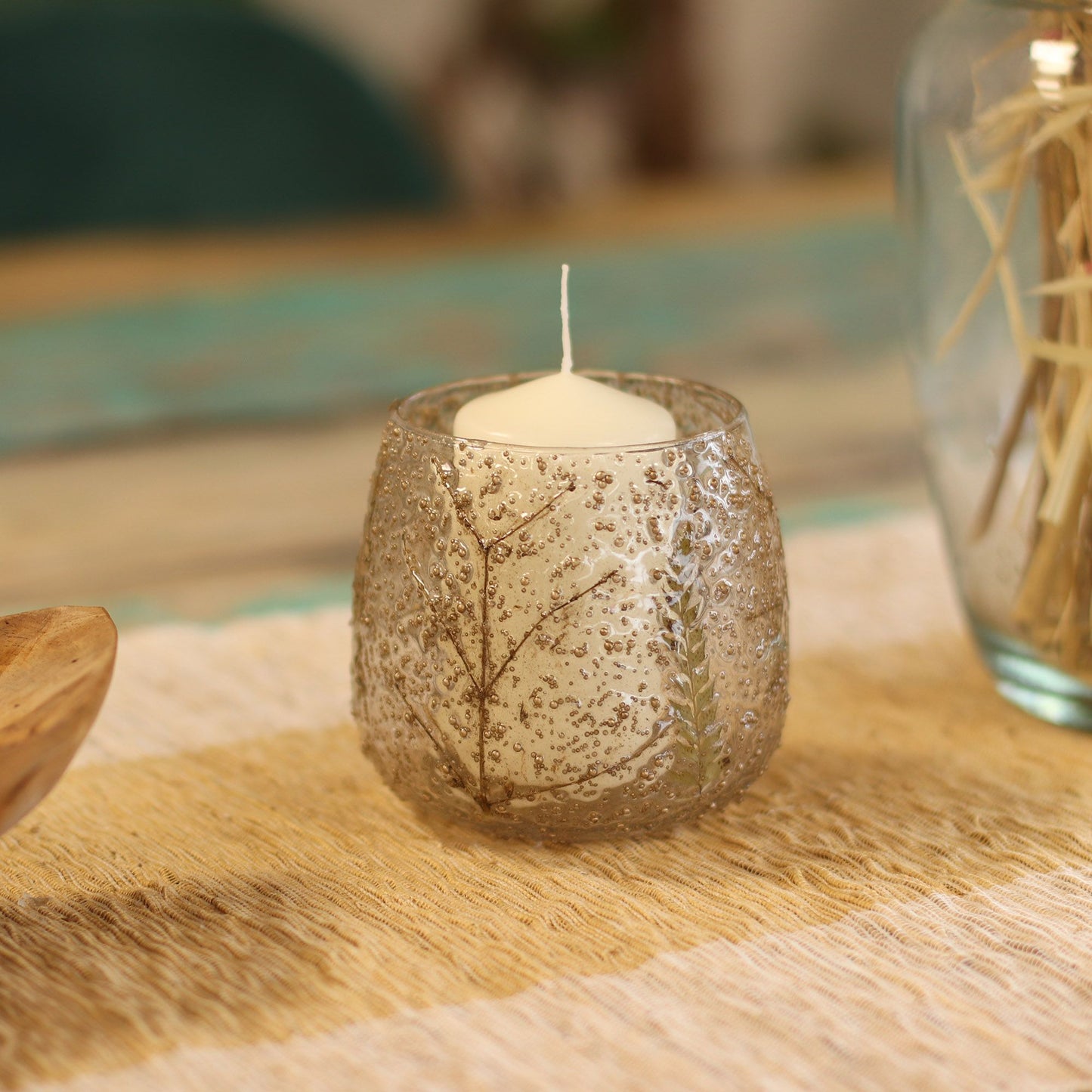 Natural Floral Glass - Straight Candle Holder -  Pino
