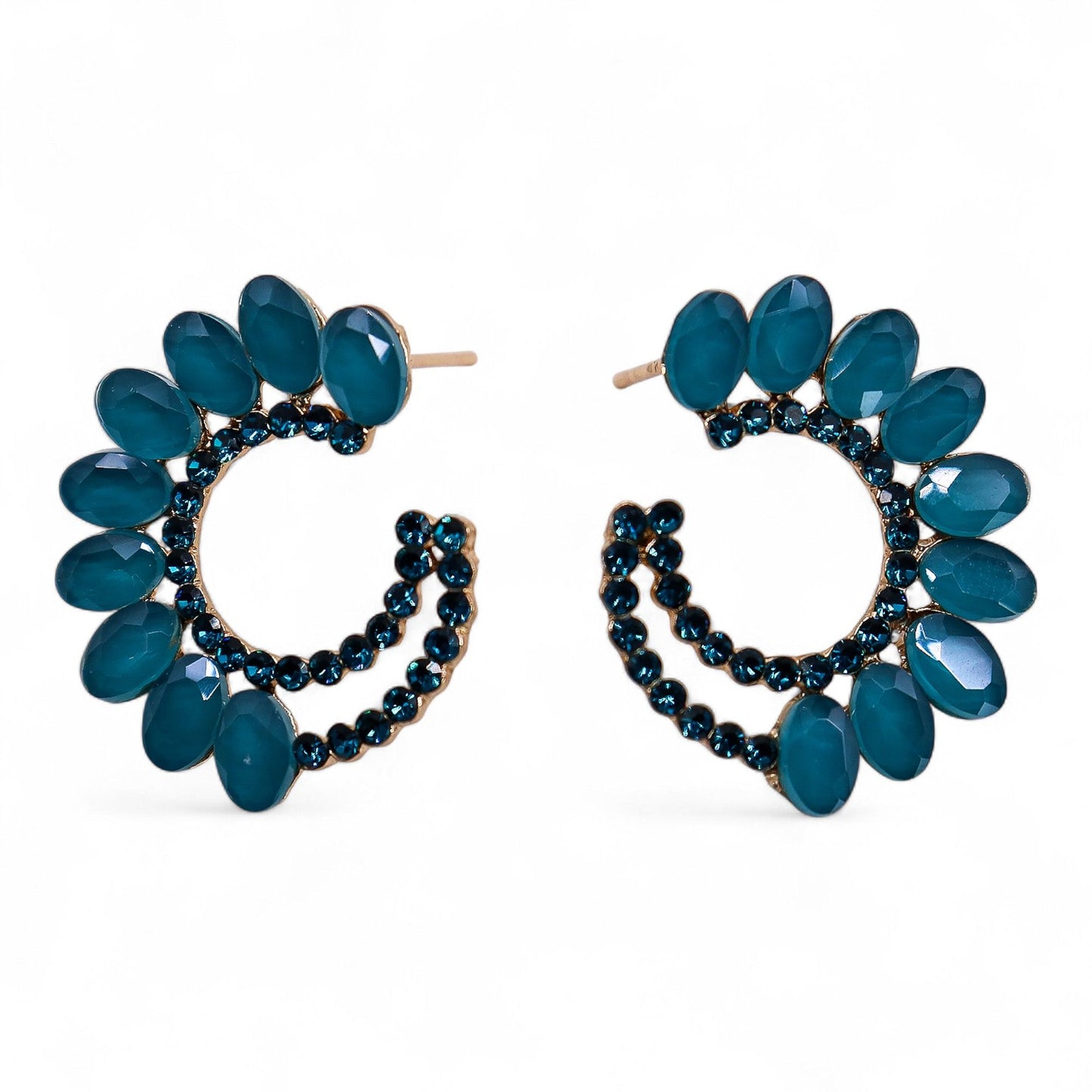 Nymph Aurora: Vintage Glass Loop Earrings - Teal Green