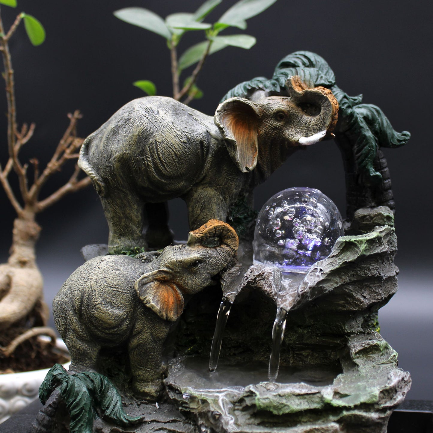 Tabletop Water Feature - Elephant Family (30cm)