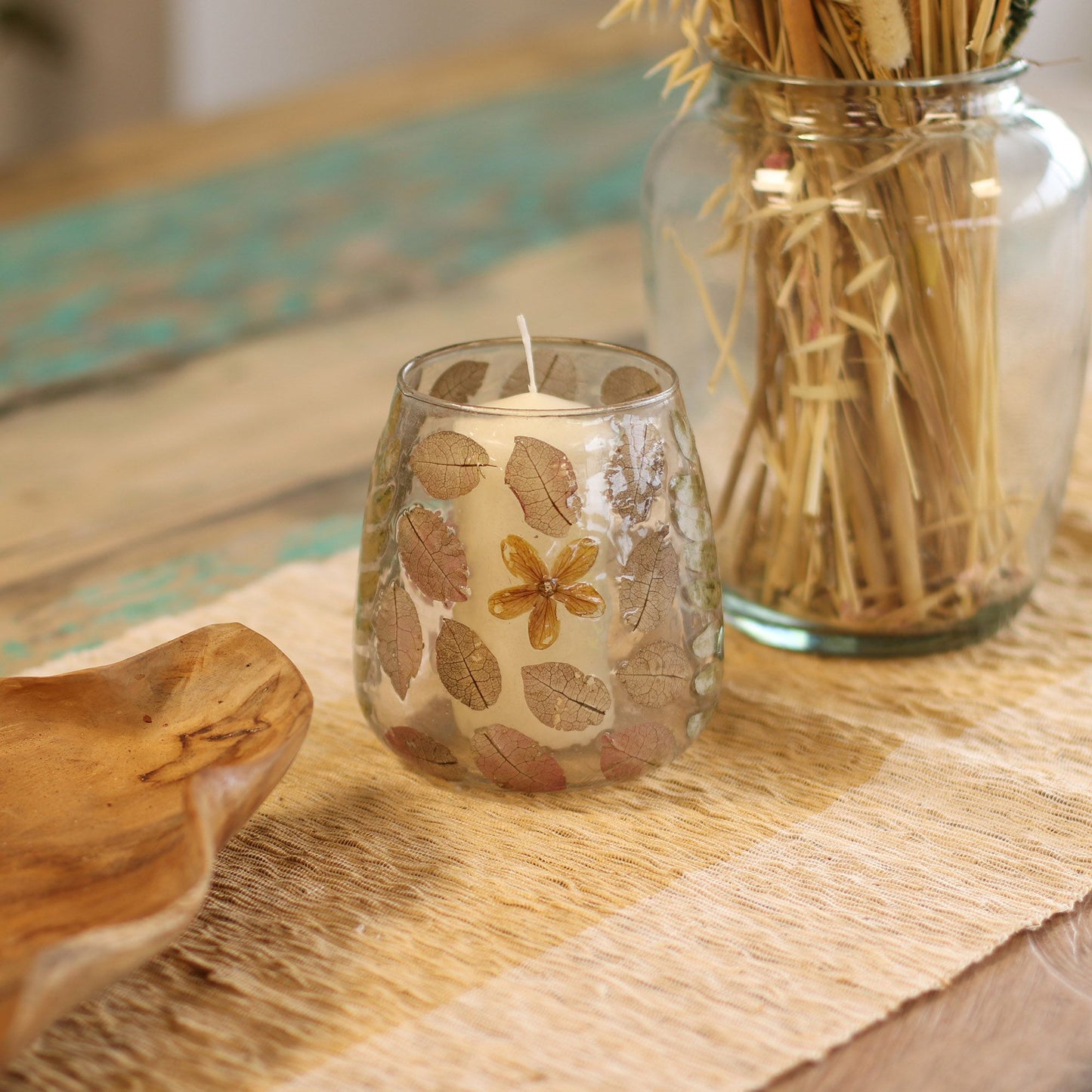 Natural Floral Glass - Vase and/or Candle Holder: Primavera