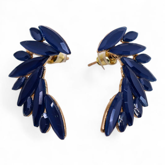 Nymph Aurora: Vintage Glass Angel Wings Earrings - Royal Blue