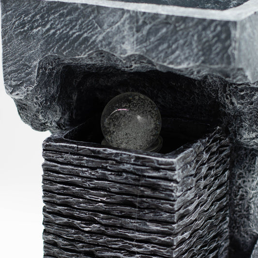 Grand Water Feature - Colour Changing Crystal Ball in Rock (48cm)