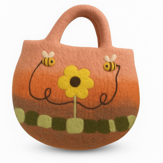 Sunflower & Bees Felted Bag