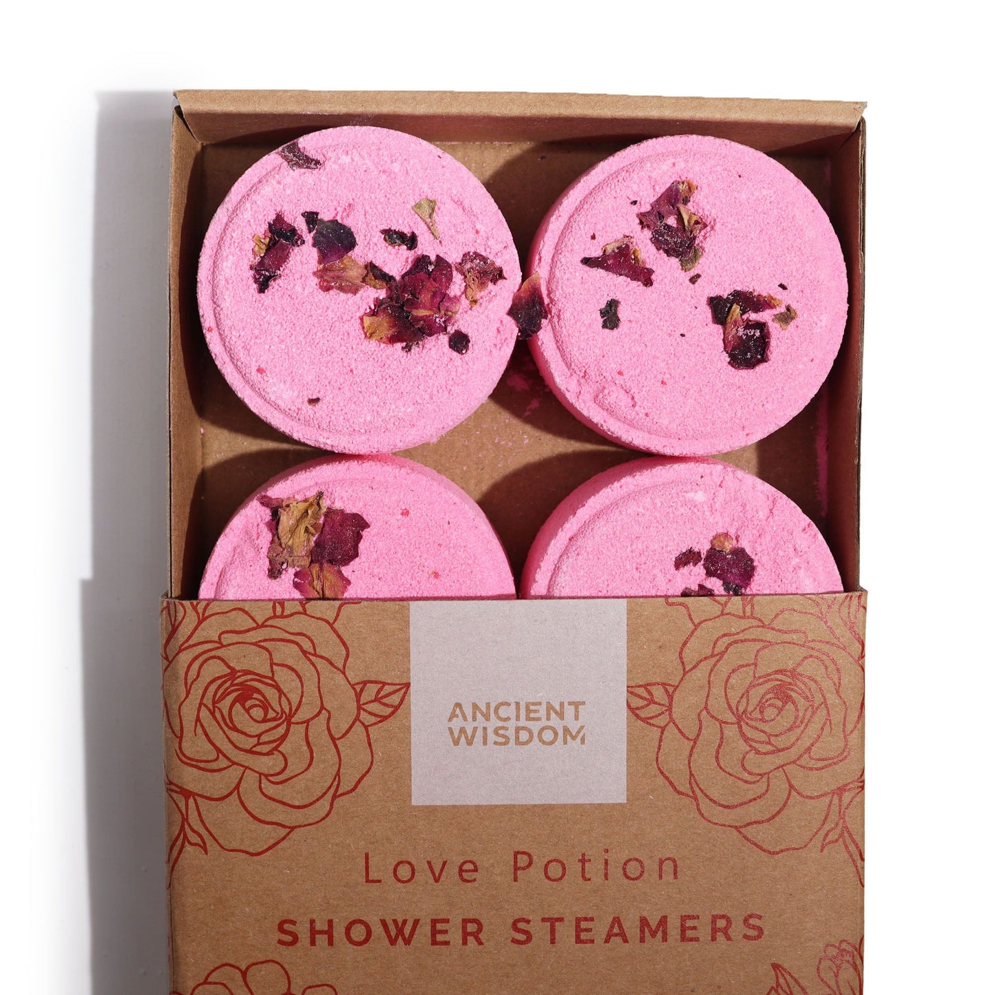 4 x Zen Shower Steamers - Love Potion (Rose geranium, Black Pepper, Bergamot and Grapefruit)