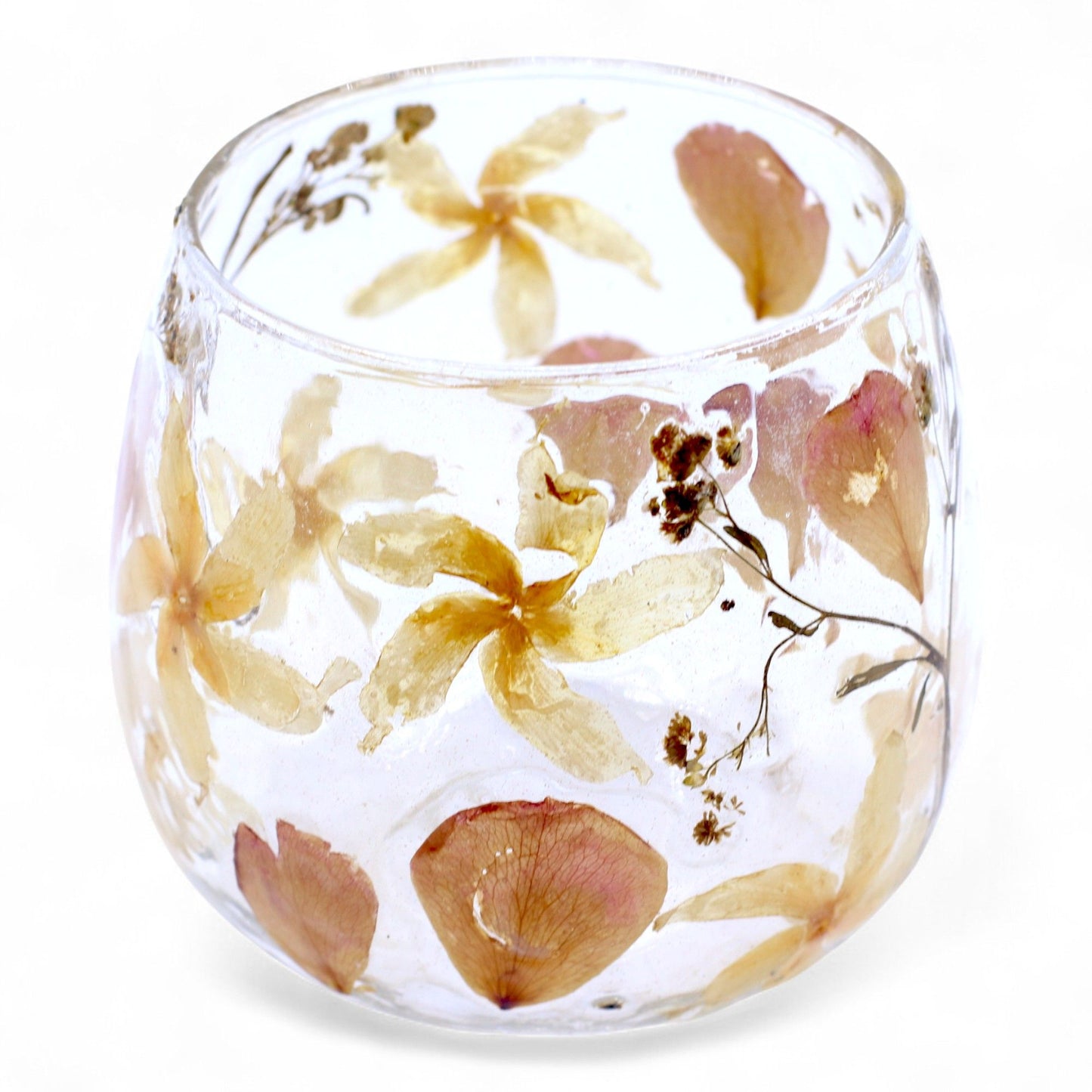 Natural Floral Glass - Straight Candle Holder: Rosa