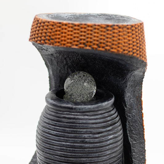 Grand Water Feature - Colour Changing Crystal Ball in Greek Urn in Basket (48cm)