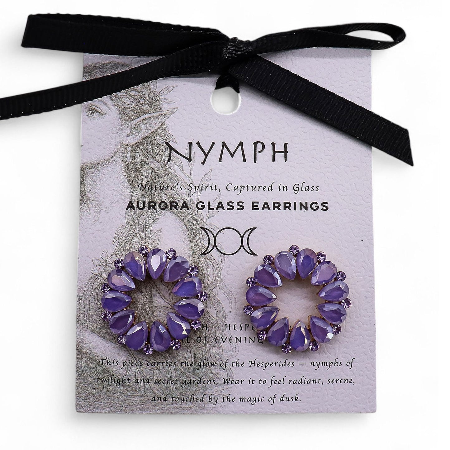 Nymph Aurora: Vintage Glass Loop Earrings - Lavender